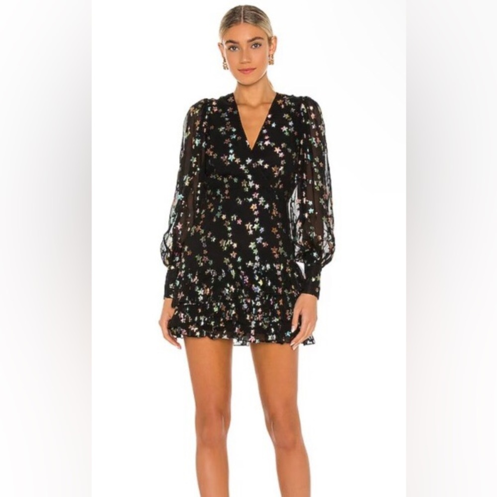 NWOT  YUM KIM Starry Night Black Metallic Scarlet Mini Dress    Size 2  $248